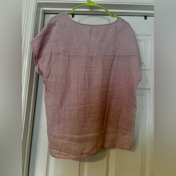 Tahari Women's Pink Linen Top - Picture 3 of 4